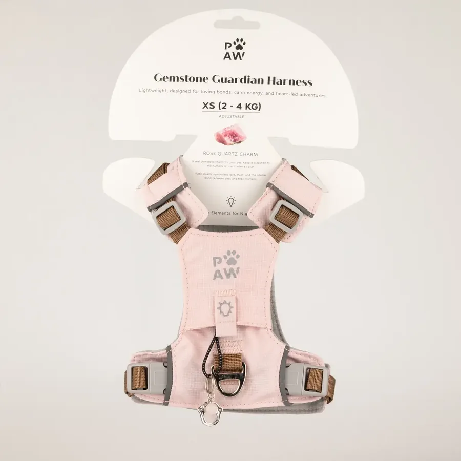 Arnés de paso Guardian — XS (2-4 kg) · Rosa suave · Cuarzo rosa