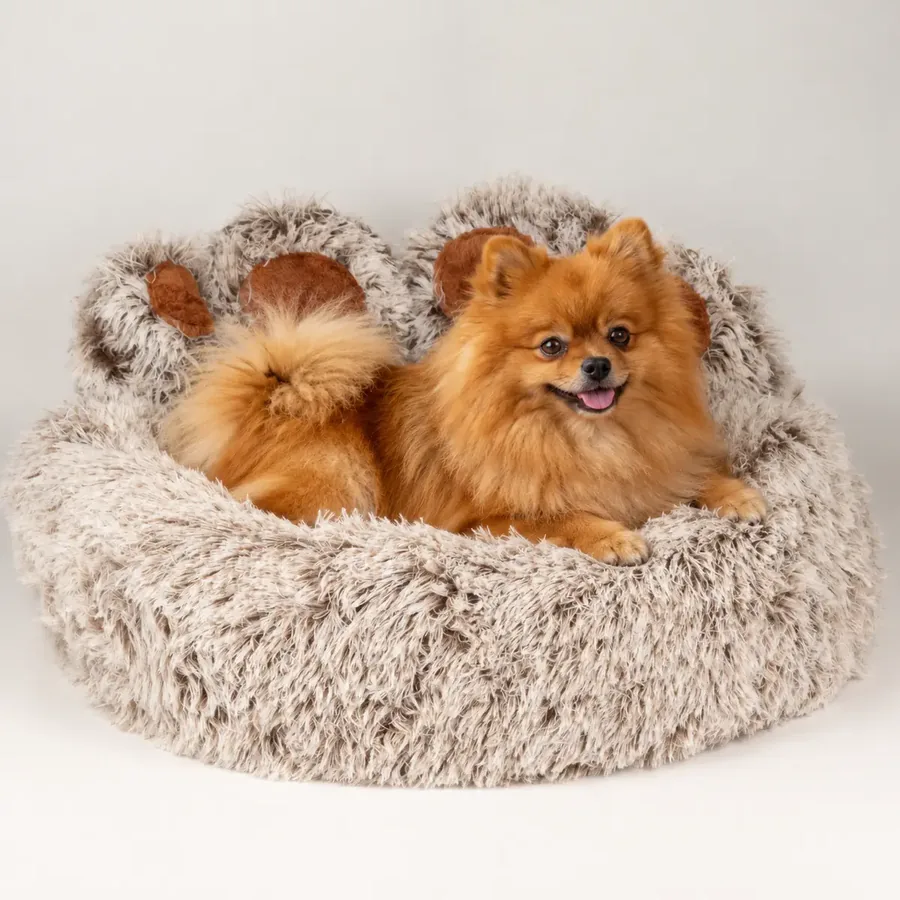 Cama Patita — Mediana · 60 cm · Felpa beige