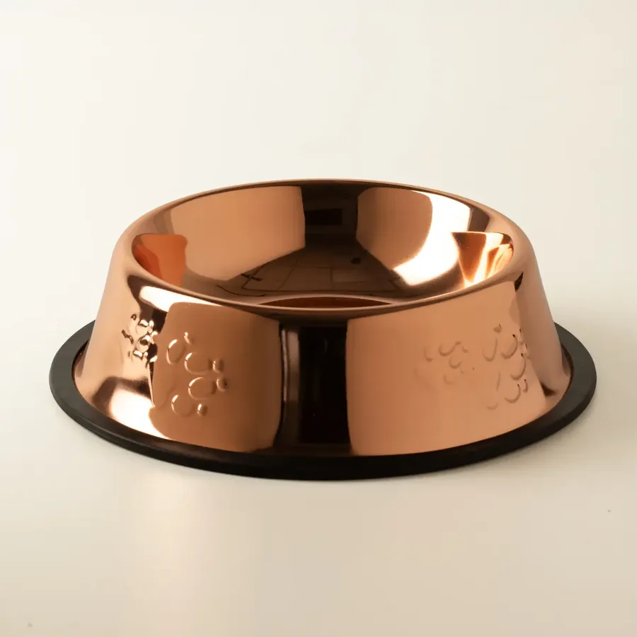 Comedero estilo cobre — Ø 18 cm · Acero inoxidable 304