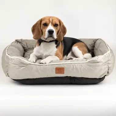 Cama acolchada caqui — Mediana · 70 × 60 × 15 cm · Caqui beige